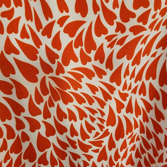Lulus Orange Heart Print Puff Sleeve Dress Romantic Valentine's Day Style Size M - Picture 5 of 5